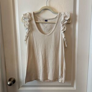 Old Navy Cream Ruffle Sleeve Tank Top